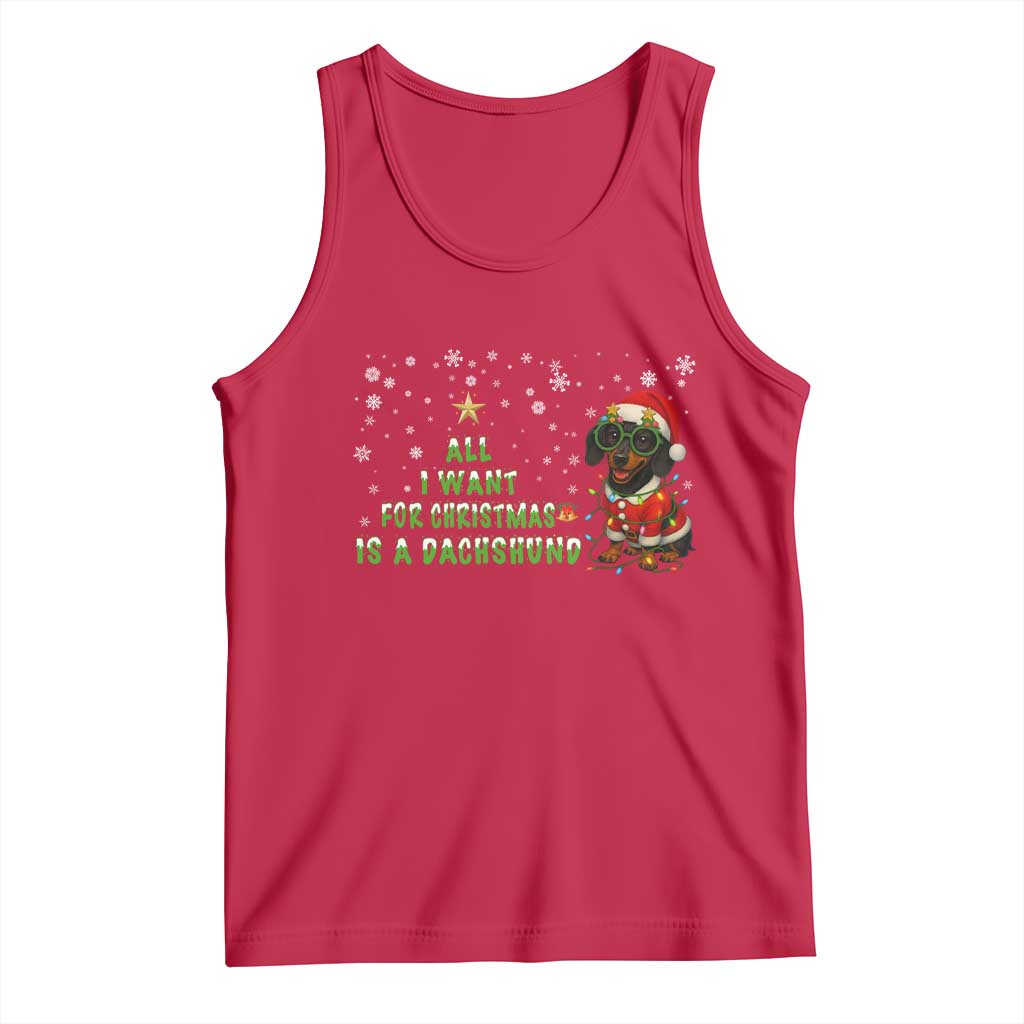 Christmas Dachshund Tank Top All I Want For Christmas Is A Dachshund TS12 Red Print Your Wear