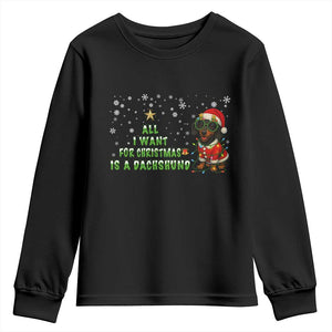 Christmas Dachshund Youth Sweatshirt All I Want For Christmas Is A Dachshund TS12 Black Print Your Wear
