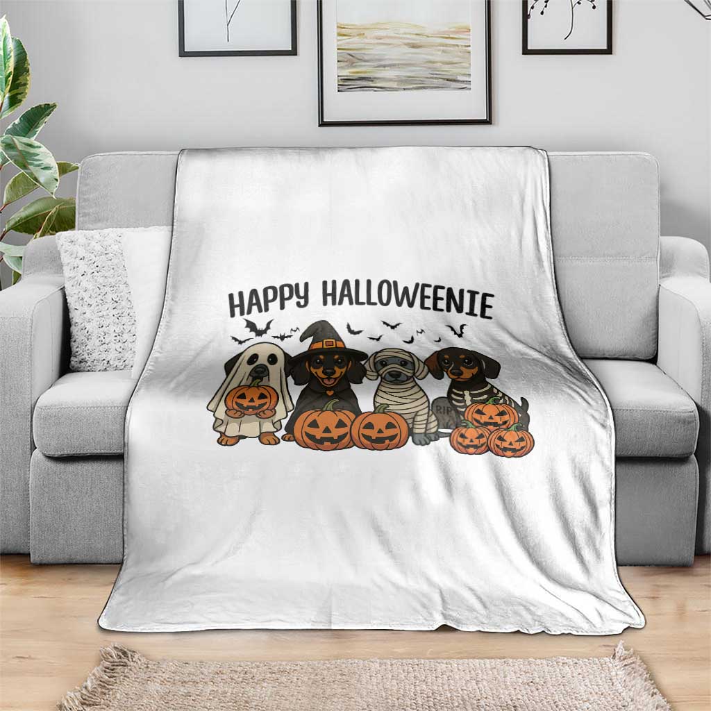 Funny Halloween Dachshund Throw Blanket Happy Halloweenie TS12 Print Your Wear