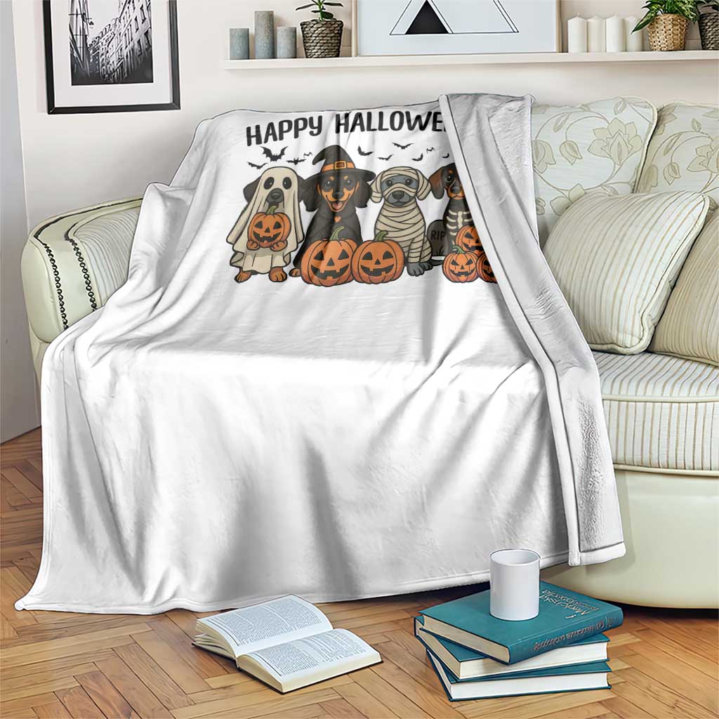 Funny Halloween Dachshund Throw Blanket Happy Halloweenie TS12 Print Your Wear