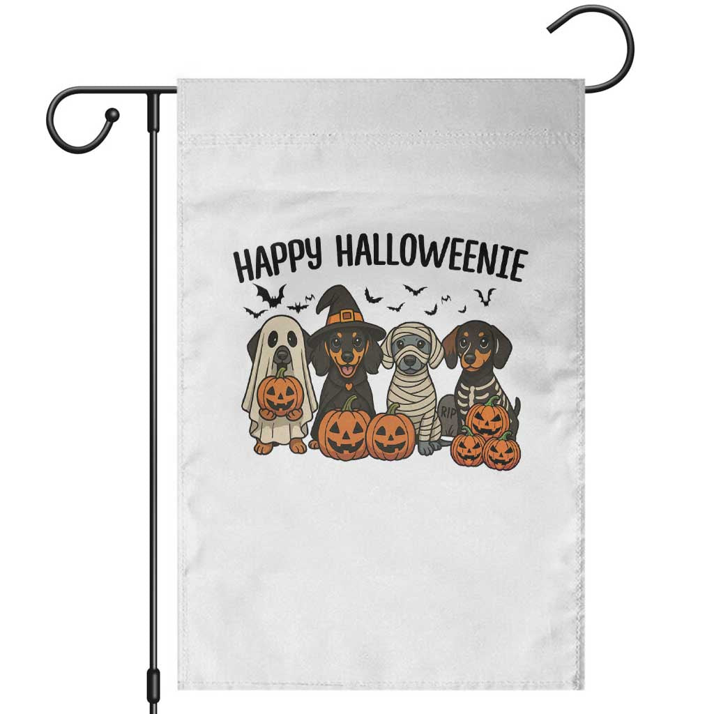 Funny Halloween Dachshund Garden Flag Happy Halloweenie TS12 White Print Your Wear