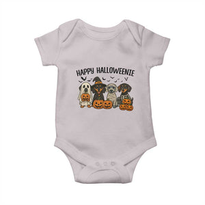Funny Halloween Dachshund Baby Onesie Happy Halloweenie TS12 Ice Gray Print Your Wear