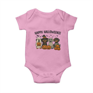 Funny Halloween Dachshund Baby Onesie Happy Halloweenie TS12 Light Pink Print Your Wear