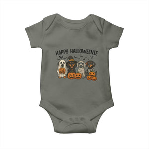 Funny Halloween Dachshund Baby Onesie Happy Halloweenie TS12 Military Green Print Your Wear