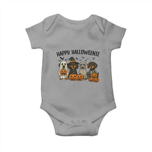Funny Halloween Dachshund Baby Onesie Happy Halloweenie TS12 Sport Gray Print Your Wear