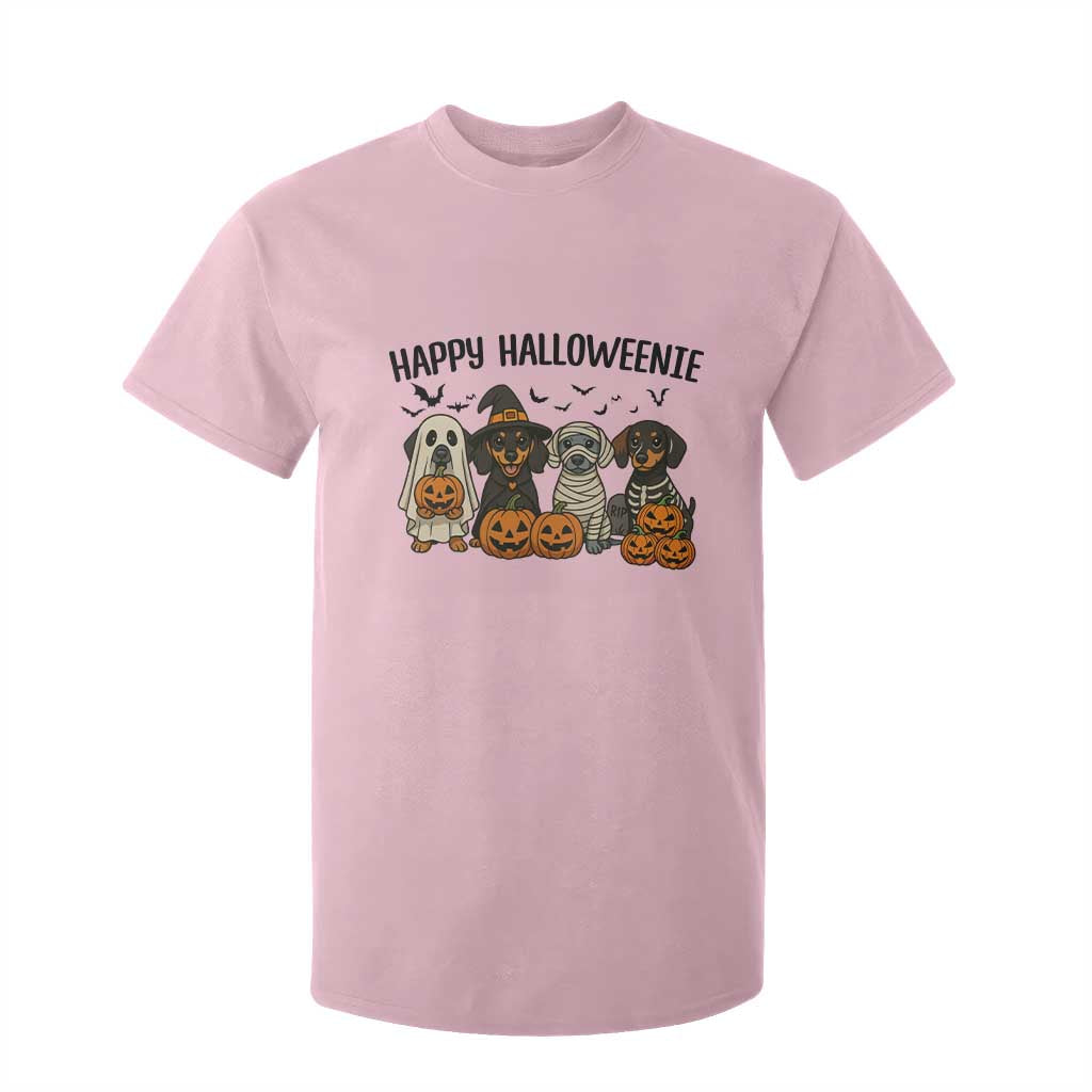 Funny Halloween Dachshund T Shirt For Kid Happy Halloweenie TS12 Light Pink Print Your Wear
