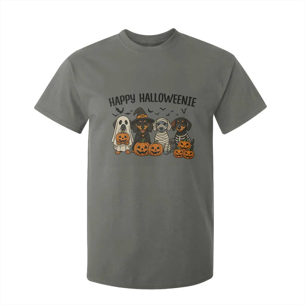 Funny Halloween Dachshund T Shirt For Kid Happy Halloweenie TS12 Military Green Print Your Wear