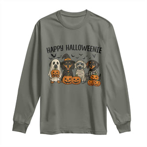 Funny Halloween Dachshund Long Sleeve Shirt Happy Halloweenie TS12 Military Green Print Your Wear