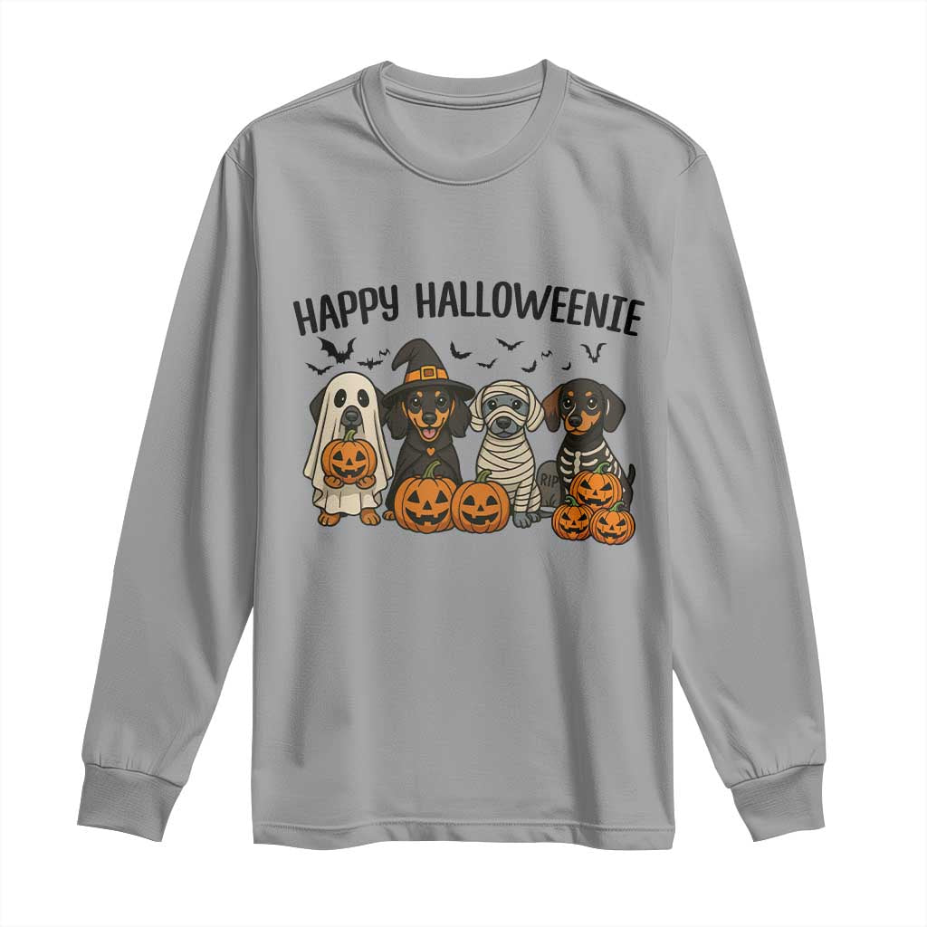 Funny Halloween Dachshund Long Sleeve Shirt Happy Halloweenie TS12 Sport Gray Print Your Wear