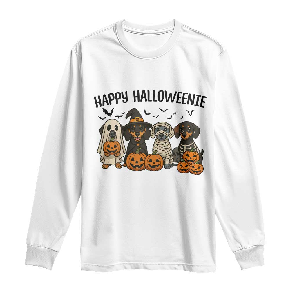 Funny Halloween Dachshund Long Sleeve Shirt Happy Halloweenie TS12 White Print Your Wear