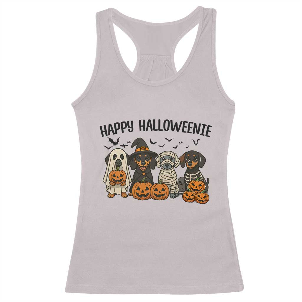 Funny Halloween Dachshund Racerback Tank Top Happy Halloweenie TS12 Ice Gray Print Your Wear