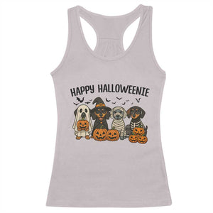 Funny Halloween Dachshund Racerback Tank Top Happy Halloweenie TS12 Ice Gray Print Your Wear