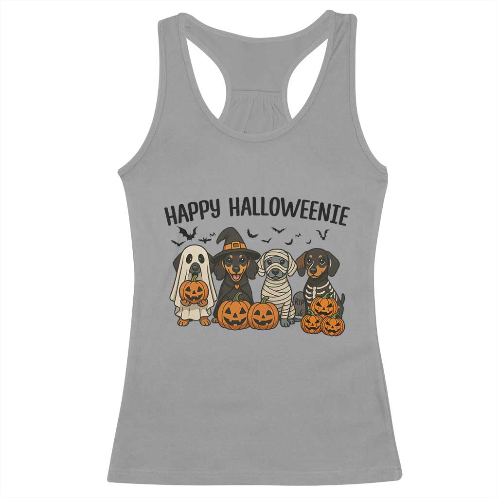 Funny Halloween Dachshund Racerback Tank Top Happy Halloweenie TS12 Sport Gray Print Your Wear
