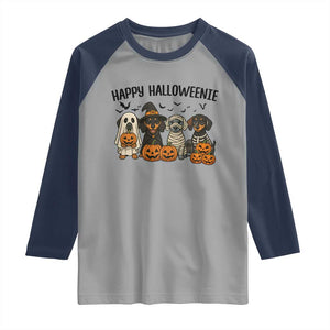 Funny Halloween Dachshund Raglan Shirt Happy Halloweenie TS12 Sport Gray Navy Print Your Wear