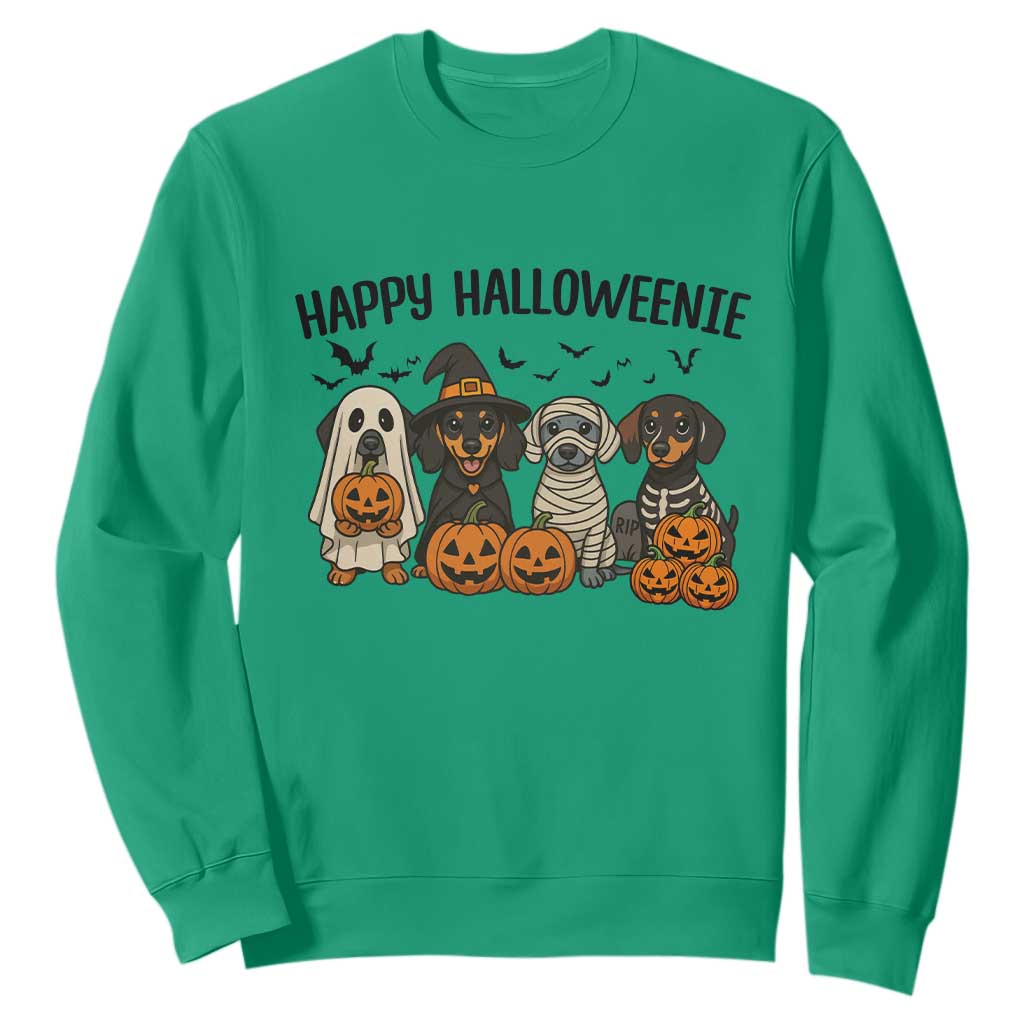 Funny Halloween Dachshund Sweatshirt Happy Halloweenie TS12 Irish Green Print Your Wear