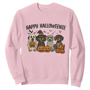 Funny Halloween Dachshund Sweatshirt Happy Halloweenie TS12 Light Pink Print Your Wear