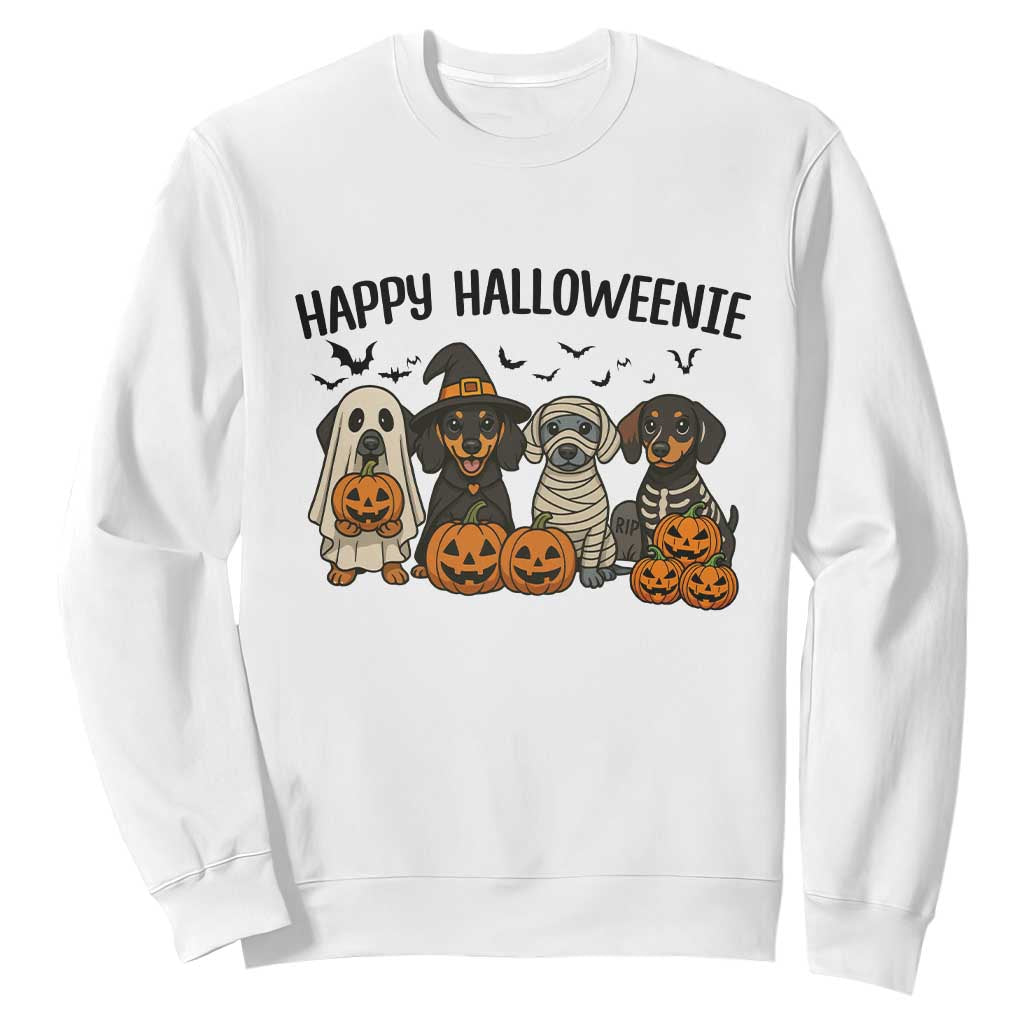 Funny Halloween Dachshund Sweatshirt Happy Halloweenie TS12 White Print Your Wear