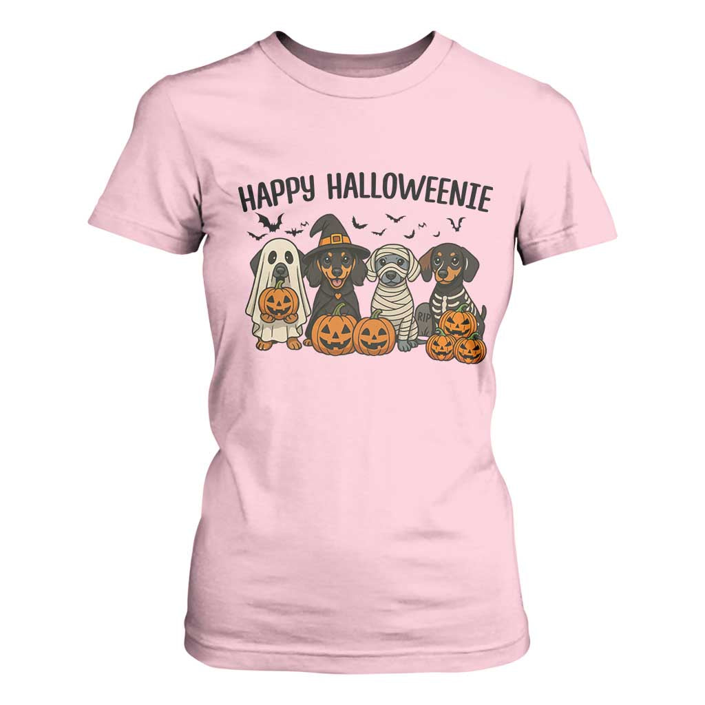 Funny Halloween Dachshund T Shirt For Women Happy Halloweenie TS12 Light Pink Print Your Wear