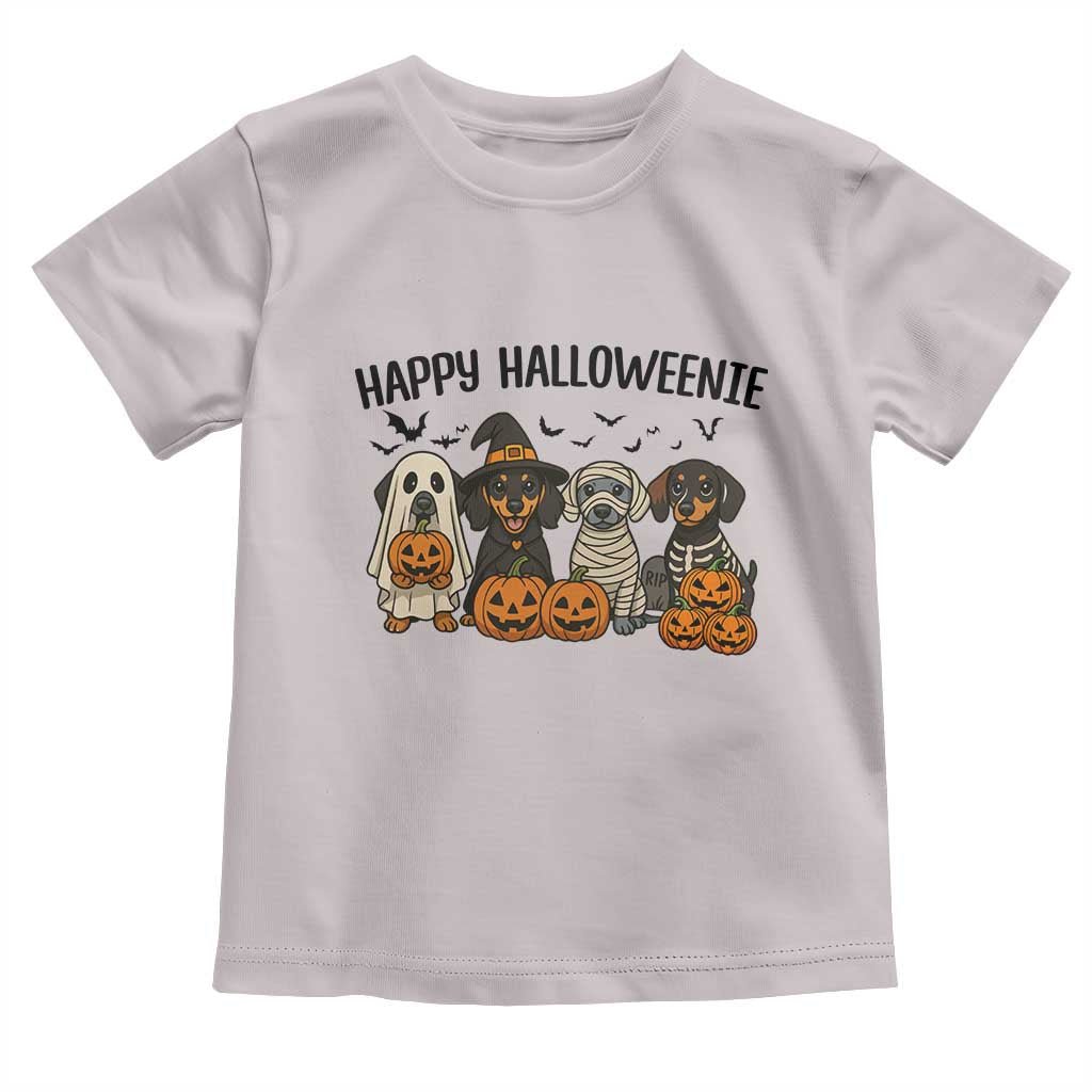 Funny Halloween Dachshund Toddler T Shirt Happy Halloweenie TS12 Ice Gray Print Your Wear