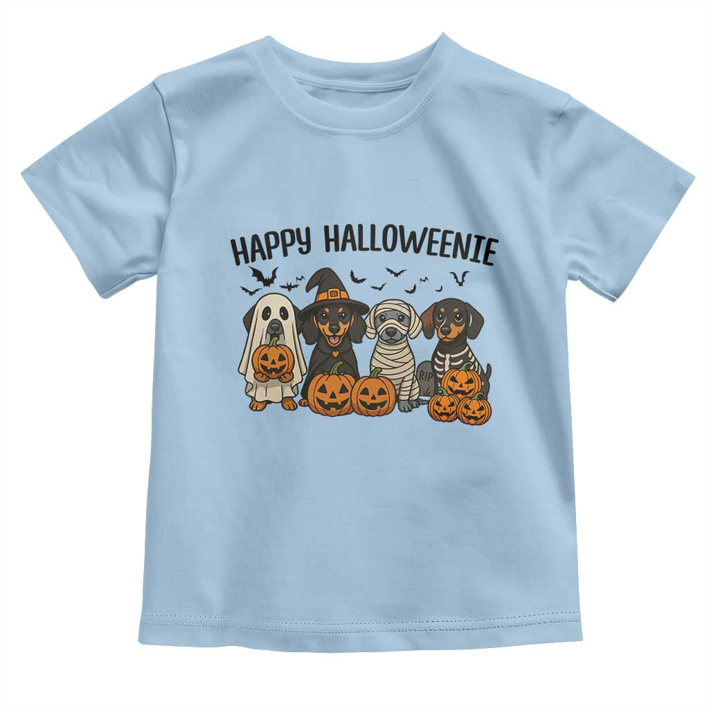Funny Halloween Dachshund Toddler T Shirt Happy Halloweenie TS12 Light Blue Print Your Wear