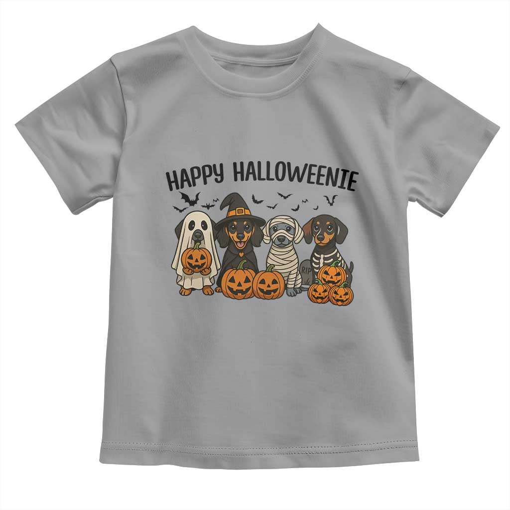 Funny Halloween Dachshund Toddler T Shirt Happy Halloweenie TS12 Sport Gray Print Your Wear