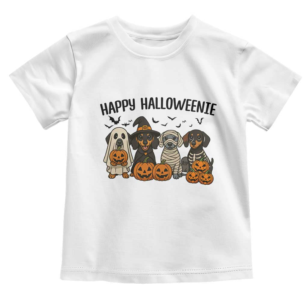 Funny Halloween Dachshund Toddler T Shirt Happy Halloweenie TS12 White Print Your Wear