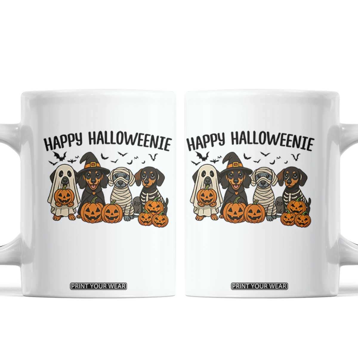 Funny Halloween Dachshund Coffee Mug Happy Halloweenie TS12 White Print Your Wear