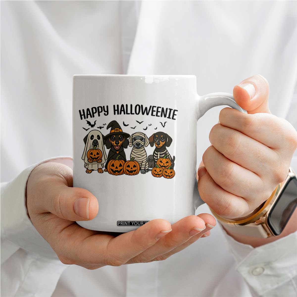 Funny Halloween Dachshund Coffee Mug Happy Halloweenie TS12 Print Your Wear