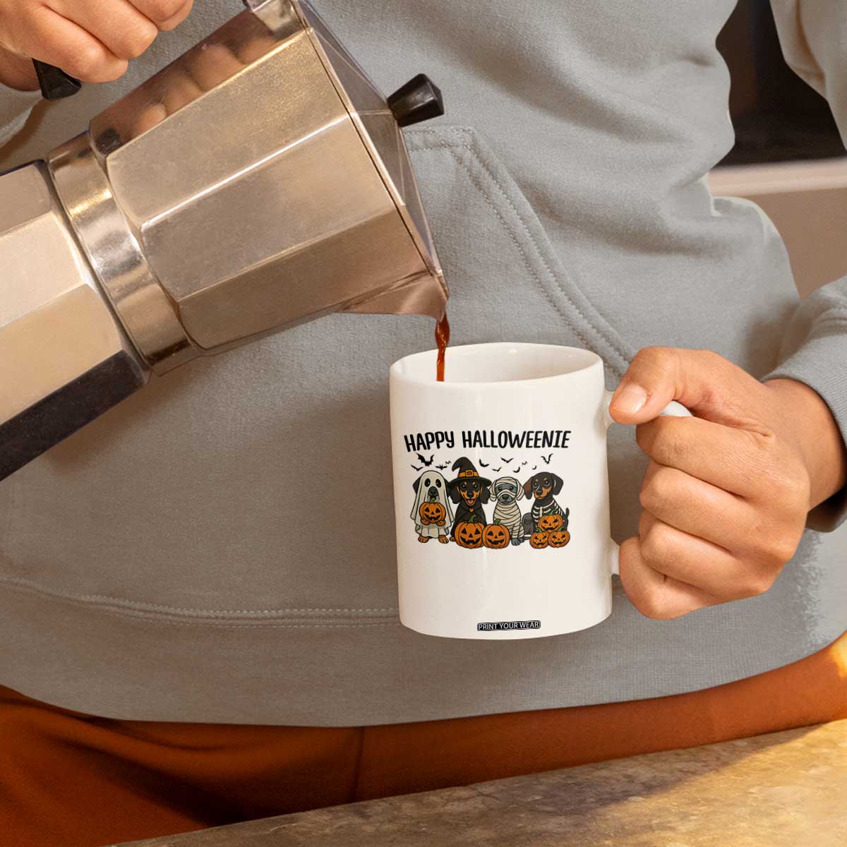 Funny Halloween Dachshund Coffee Mug Happy Halloweenie TS12 Print Your Wear