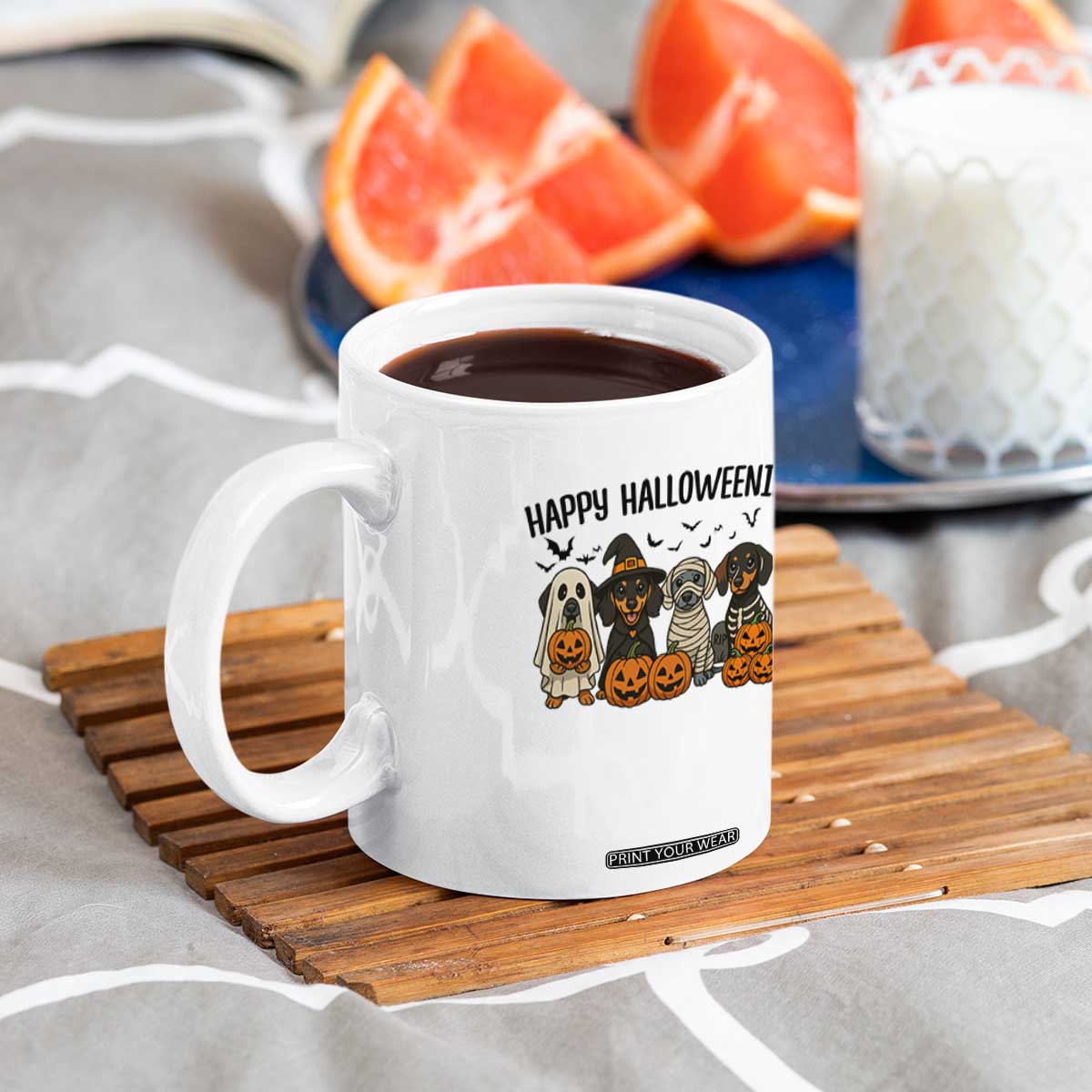 Funny Halloween Dachshund Coffee Mug Happy Halloweenie TS12 Print Your Wear
