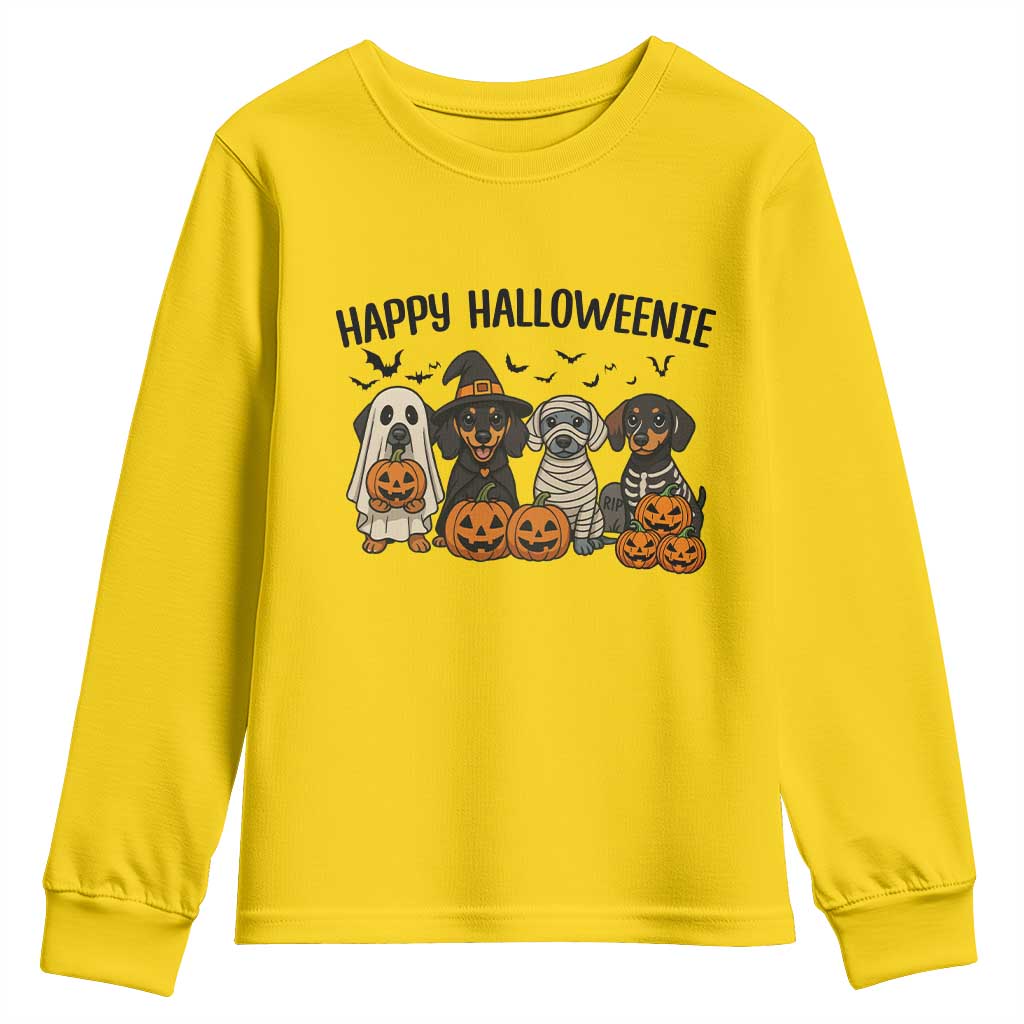 Funny Halloween Dachshund Youth Sweatshirt Happy Halloweenie TS12 Daisy Print Your Wear