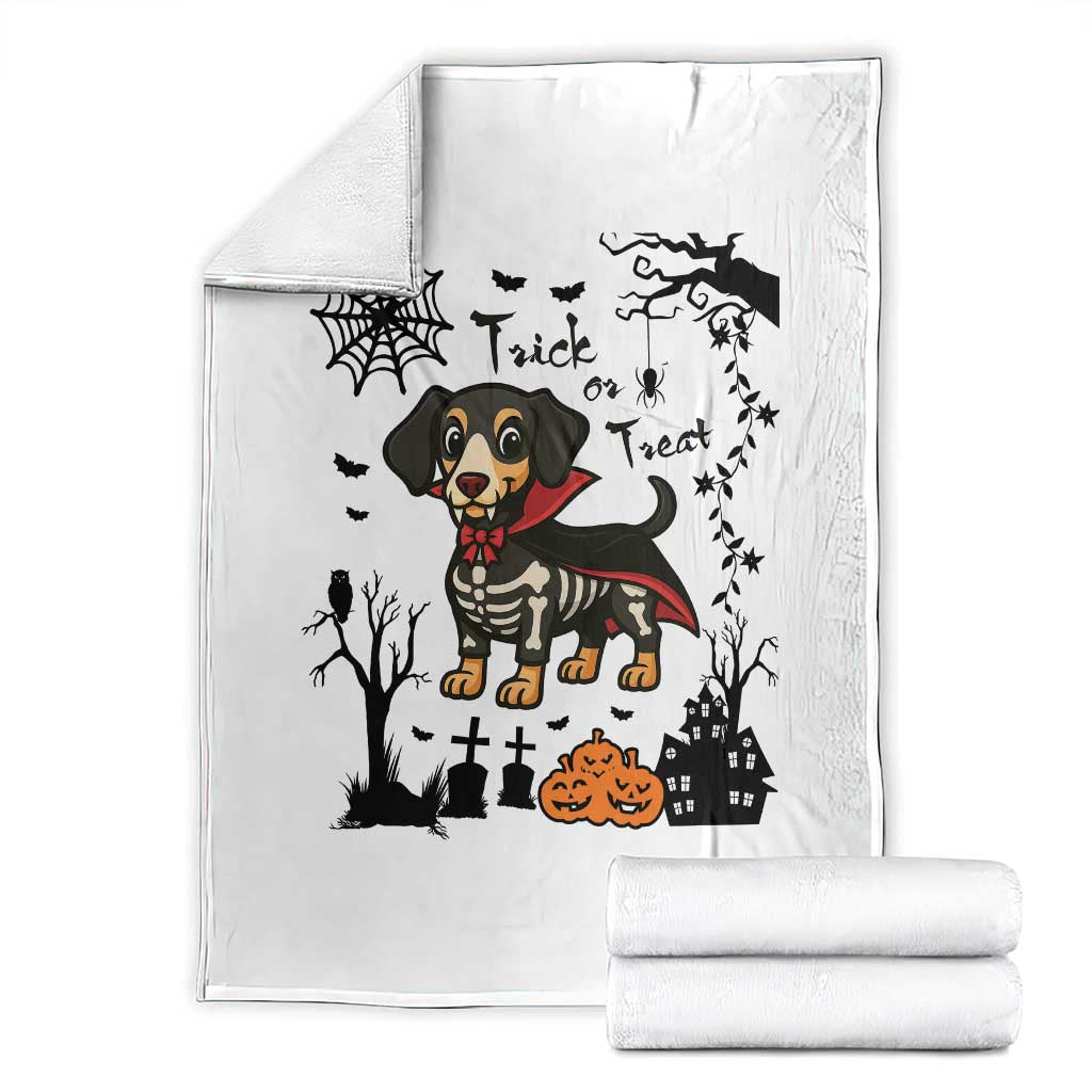 Funny Halloween Gift Throw Blanket Trick Or Treat With My Dachshund Dracula TS12 White Print Your Wear