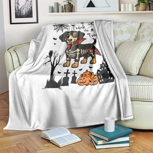 Funny Halloween Gift Throw Blanket Trick Or Treat With My Dachshund Dracula TS12 Print Your Wear