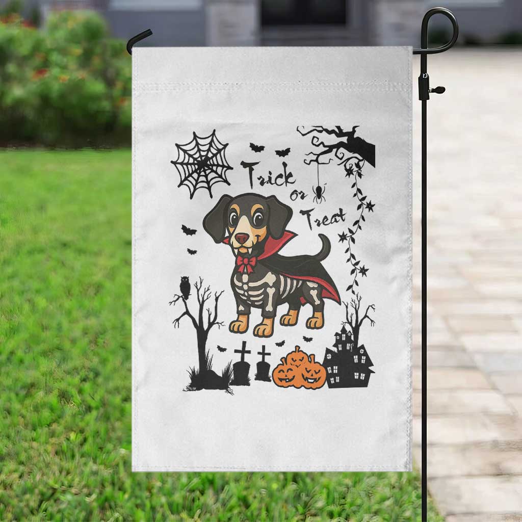 Funny Halloween Gift Garden Flag Trick Or Treat With My Dachshund Dracula TS12 Print Your Wear