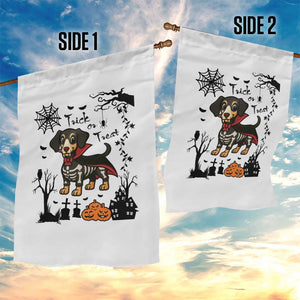 Funny Halloween Gift Garden Flag Trick Or Treat With My Dachshund Dracula TS12 Print Your Wear