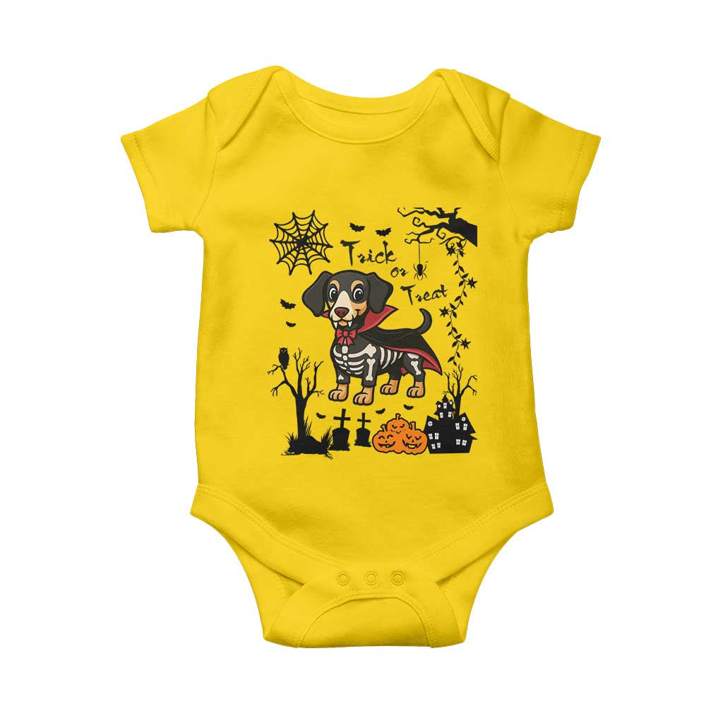 Funny Halloween Gift Baby Onesie Trick Or Treat With My Dachshund Dracula TS12 Daisy Print Your Wear