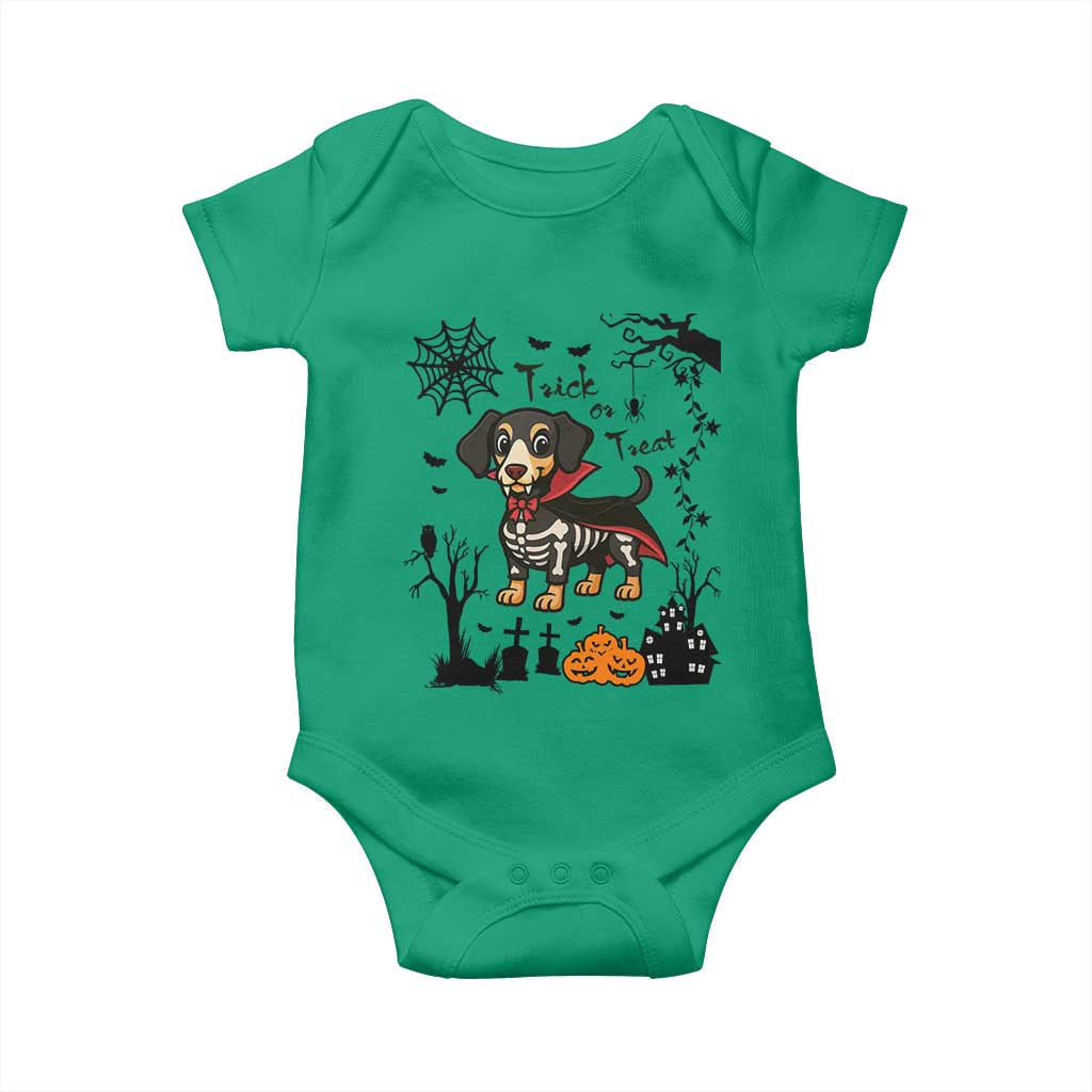 Funny Halloween Gift Baby Onesie Trick Or Treat With My Dachshund Dracula TS12 Irish Green Print Your Wear