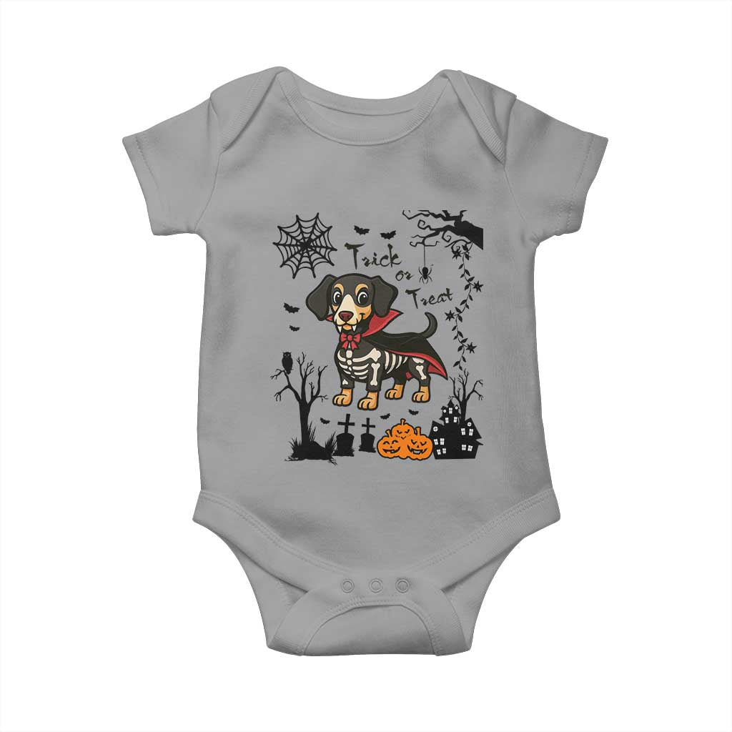 Funny Halloween Gift Baby Onesie Trick Or Treat With My Dachshund Dracula TS12 Sport Gray Print Your Wear