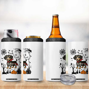 Funny Halloween Gift 4 in 1 Can Cooler Tumbler Trick Or Treat With My Dachshund Dracula TS12 Print Your Wear