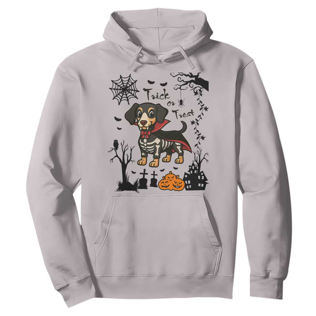 Funny Halloween Gift Hoodie Trick Or Treat With My Dachshund Dracula TS12 Ice Gray Print Your Wear