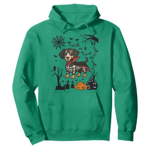 Funny Halloween Gift Hoodie Trick Or Treat With My Dachshund Dracula - Print Your Wear