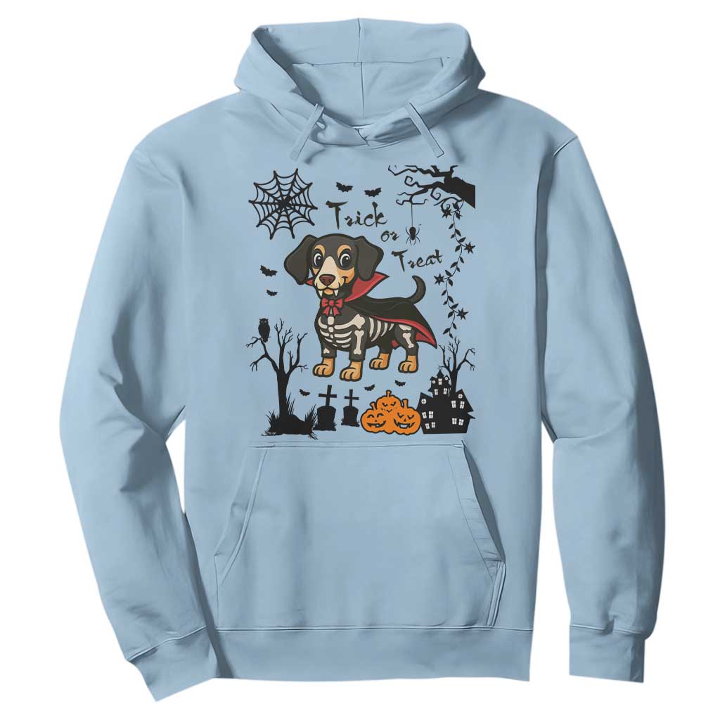 Funny Halloween Gift Hoodie Trick Or Treat With My Dachshund Dracula TS12 Light Blue Print Your Wear