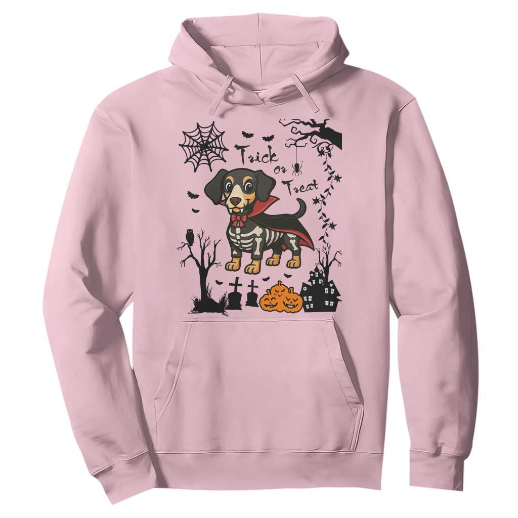 Funny Halloween Gift Hoodie Trick Or Treat With My Dachshund Dracula TS12 Light Pink Print Your Wear
