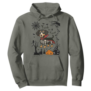 Funny Halloween Gift Hoodie Trick Or Treat With My Dachshund Dracula TS12 Military Green Print Your Wear