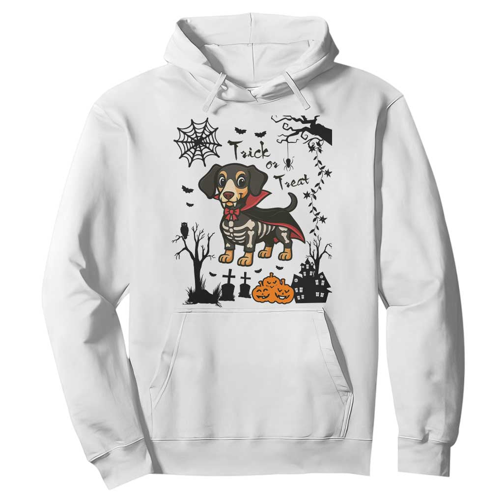 Funny Halloween Gift Hoodie Trick Or Treat With My Dachshund Dracula TS12 White Print Your Wear