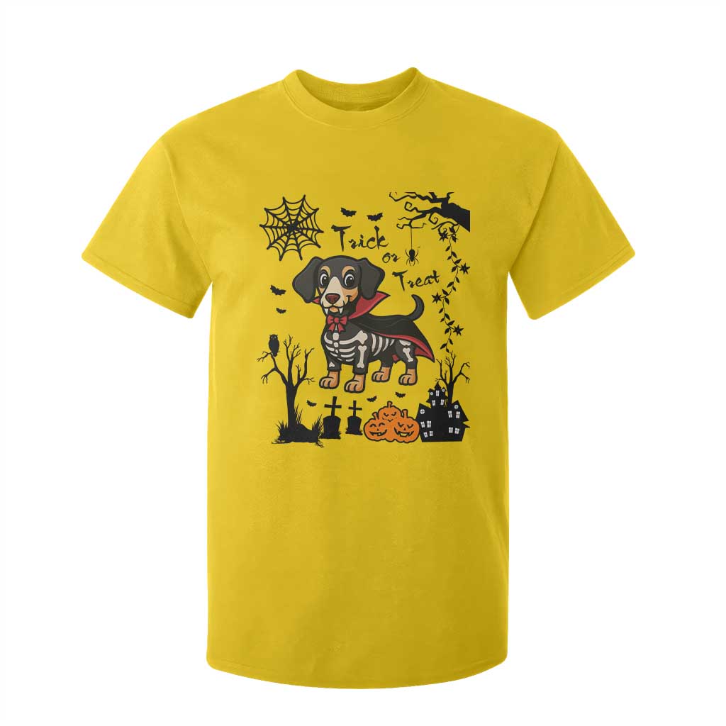 Funny Halloween Gift T Shirt For Kid Trick Or Treat With My Dachshund Dracula TS12 Daisy Print Your Wear