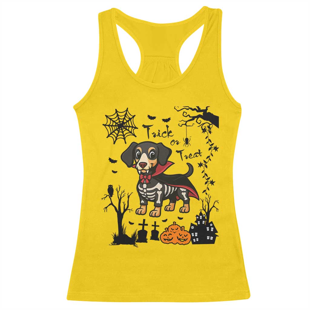 Funny Halloween Gift Racerback Tank Top Trick Or Treat With My Dachshund Dracula TS12 Daisy Print Your Wear