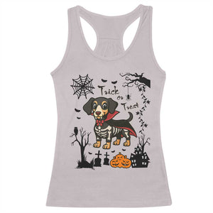 Funny Halloween Gift Racerback Tank Top Trick Or Treat With My Dachshund Dracula TS12 Ice Gray Print Your Wear