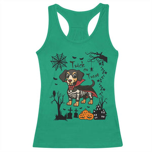Funny Halloween Gift Racerback Tank Top Trick Or Treat With My Dachshund Dracula - Print Your Wear