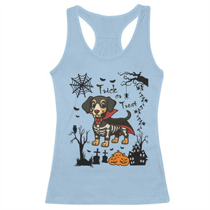 Funny Halloween Gift Racerback Tank Top Trick Or Treat With My Dachshund Dracula TS12 Light Blue Print Your Wear